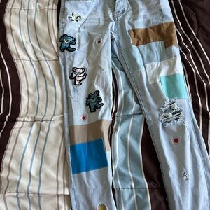 Amiri Jeans light blue patchwork